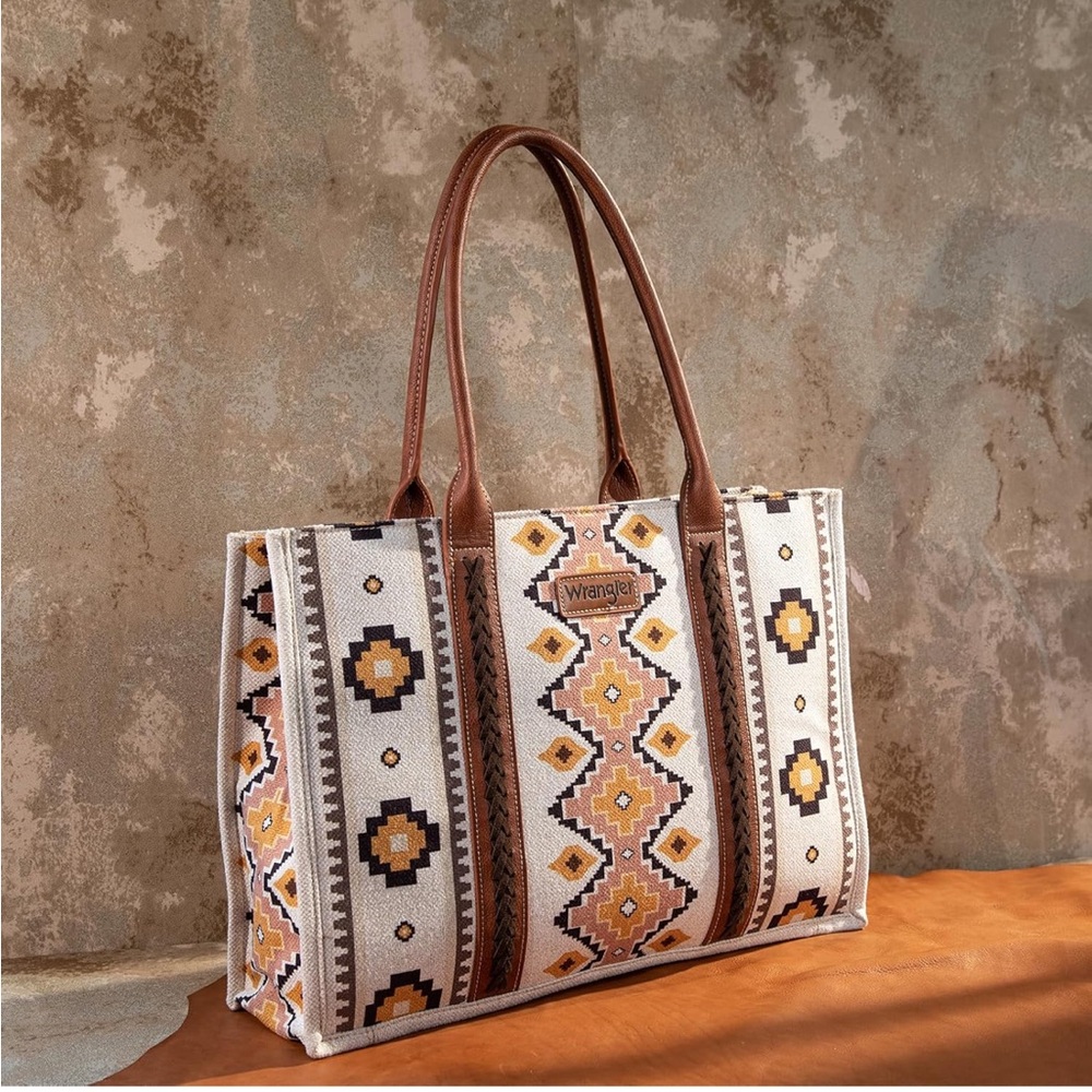 Wrangler Brown and Cream Southwestern Tote